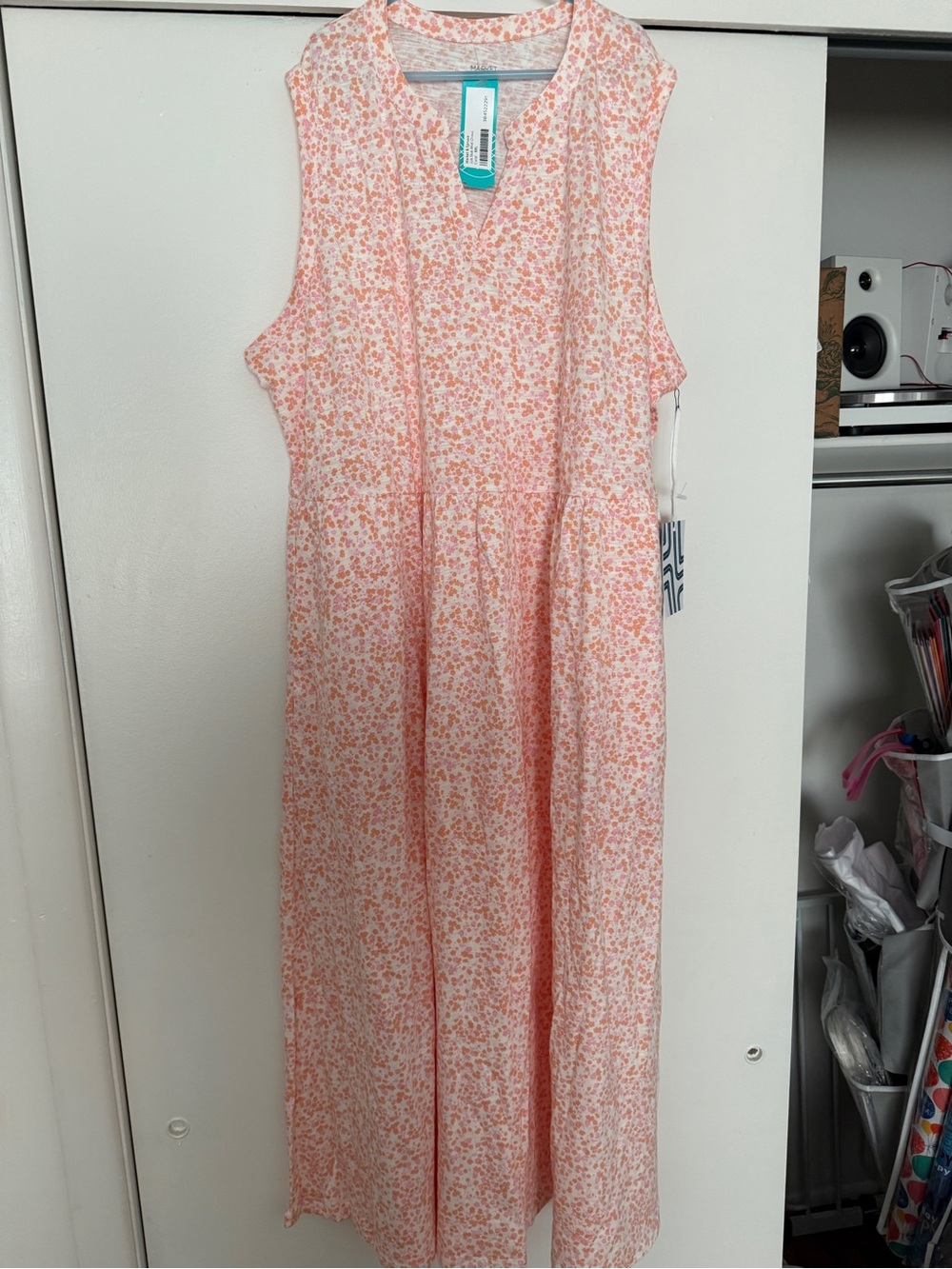 Sleeveless Pink Floral Maxi Dress